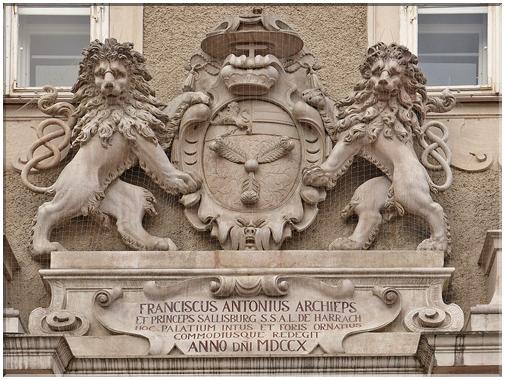 9060  Salzbourg_Le blason de l'archevêque Franz Anton von Harrach zu Rorau.JPG