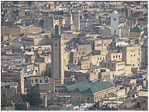 9686 Maroc-Fès-La médina Borj du Sud-En blanc ''La Karaouiyine''.jpg