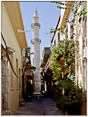 9963 Crète-Rethymnon-Le minaret de la mosquée Nerandza.jpg