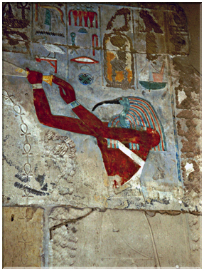 9980 Egypte-Louxor-La demeure d'Amon (Karnak)-Un polychrome de Thot.jpg